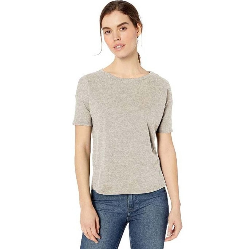 Amazon Essentials Short Sleeve T-Shirt Women L NWT Grey Heather Crew Neck Basic‎